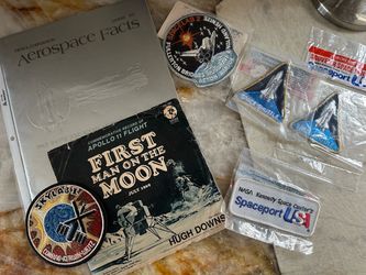 NASA Space Collectibles Lot – Patches, Record & Magazine