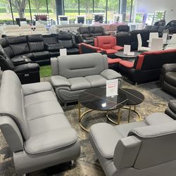 Modern Grey Living Room 3Pcs Set / Juego de 3 piezas para sala de estar gris moderno