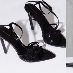 Patent Pu Snake Pointed Toe Heels 