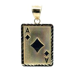 10k Yellow Gold Ace Of Diamonds Playing Card Charm Pendant For Necklace GP3122664