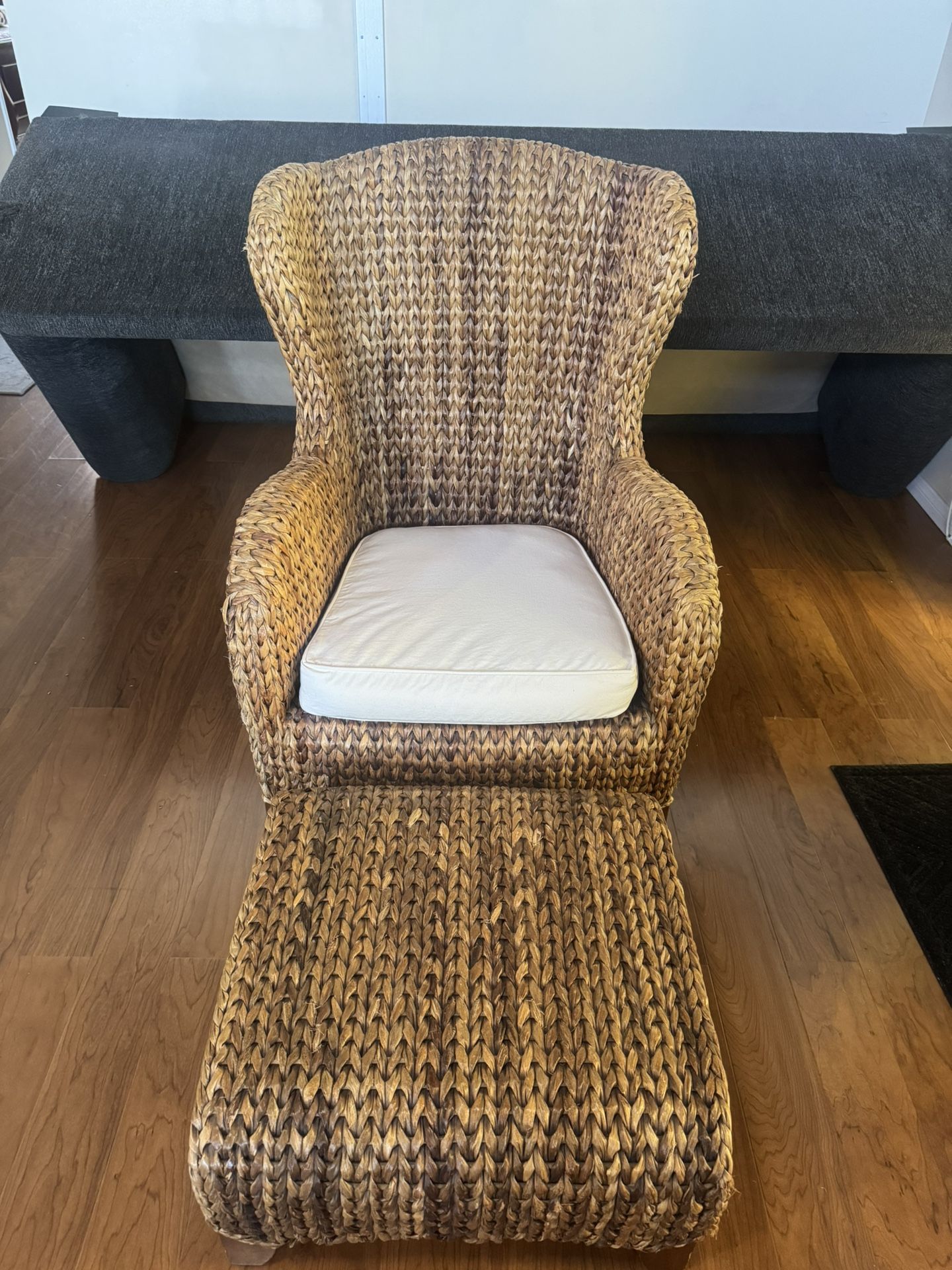 Pottery Barn Seagrass Chair & Ottoman