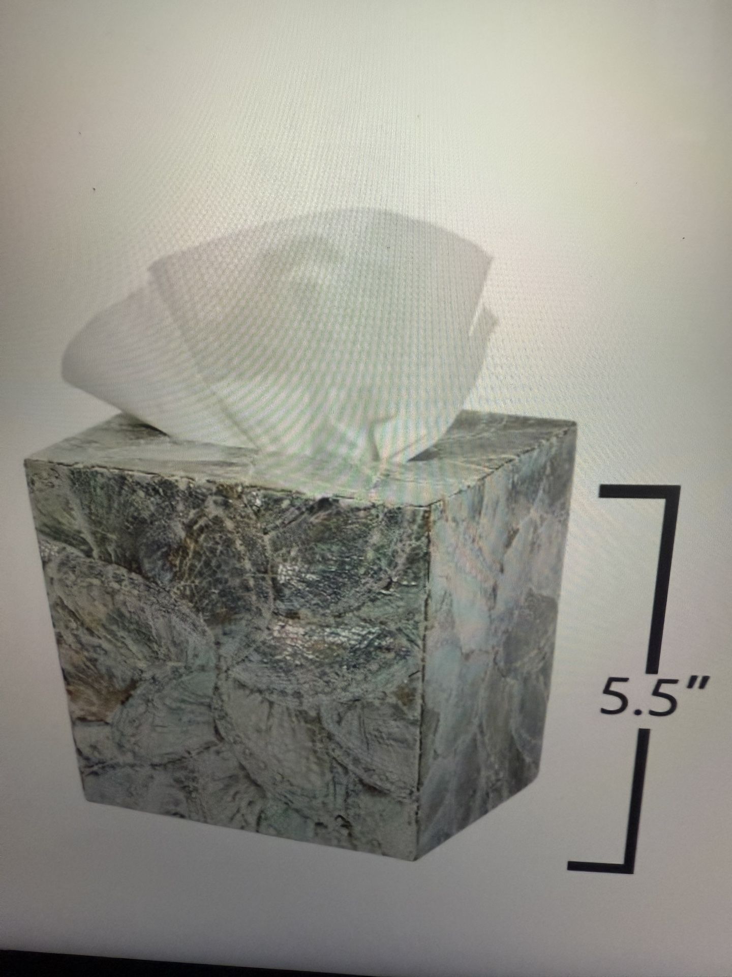Abalone shell Tissue Box 5”x5” 5.5”