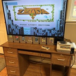 Original Nintendo, 8 Games,  46” Samsung TV, And Desk
