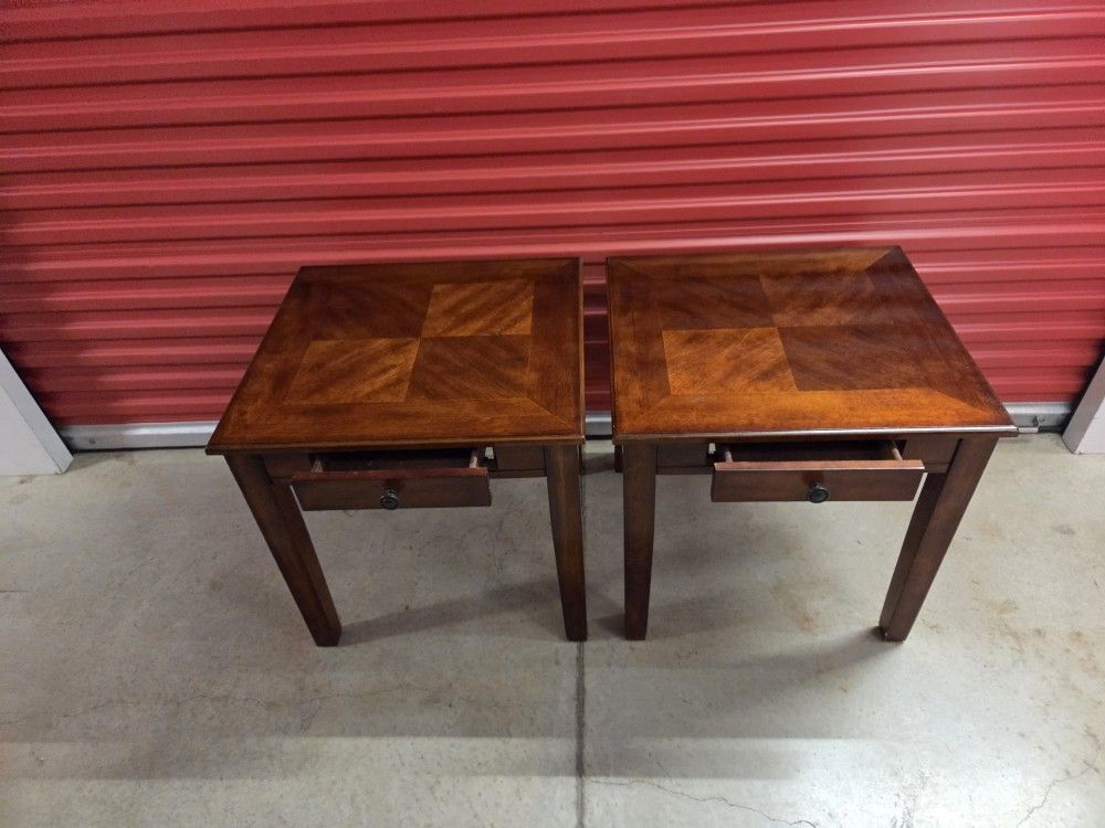Pair Of Matching Solid Wood End Tables/ Side Tables -Pending