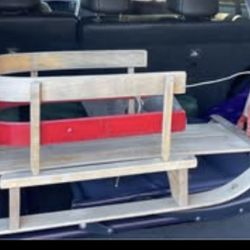 Vintage Wood Child's Snow Sled Sleigh Pull Sled  Sno Bird Made In Canada