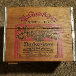 Rare Anheuser-Busch Budweiser Beer Wood Box Crate Case W/Wooden Lid VG+