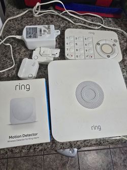 Ring Base Station Alarm, 2 door/window sensors, and motion sensor