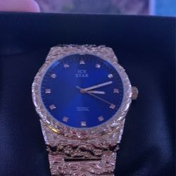 Ice Star Gold And Blue Watch (NOT REAL GOLD)