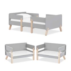 Gray Toddler Bed with Safety Rails