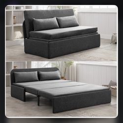 Queen Bed / Pull Out Couch / Futon Dark Grey - Barely Used