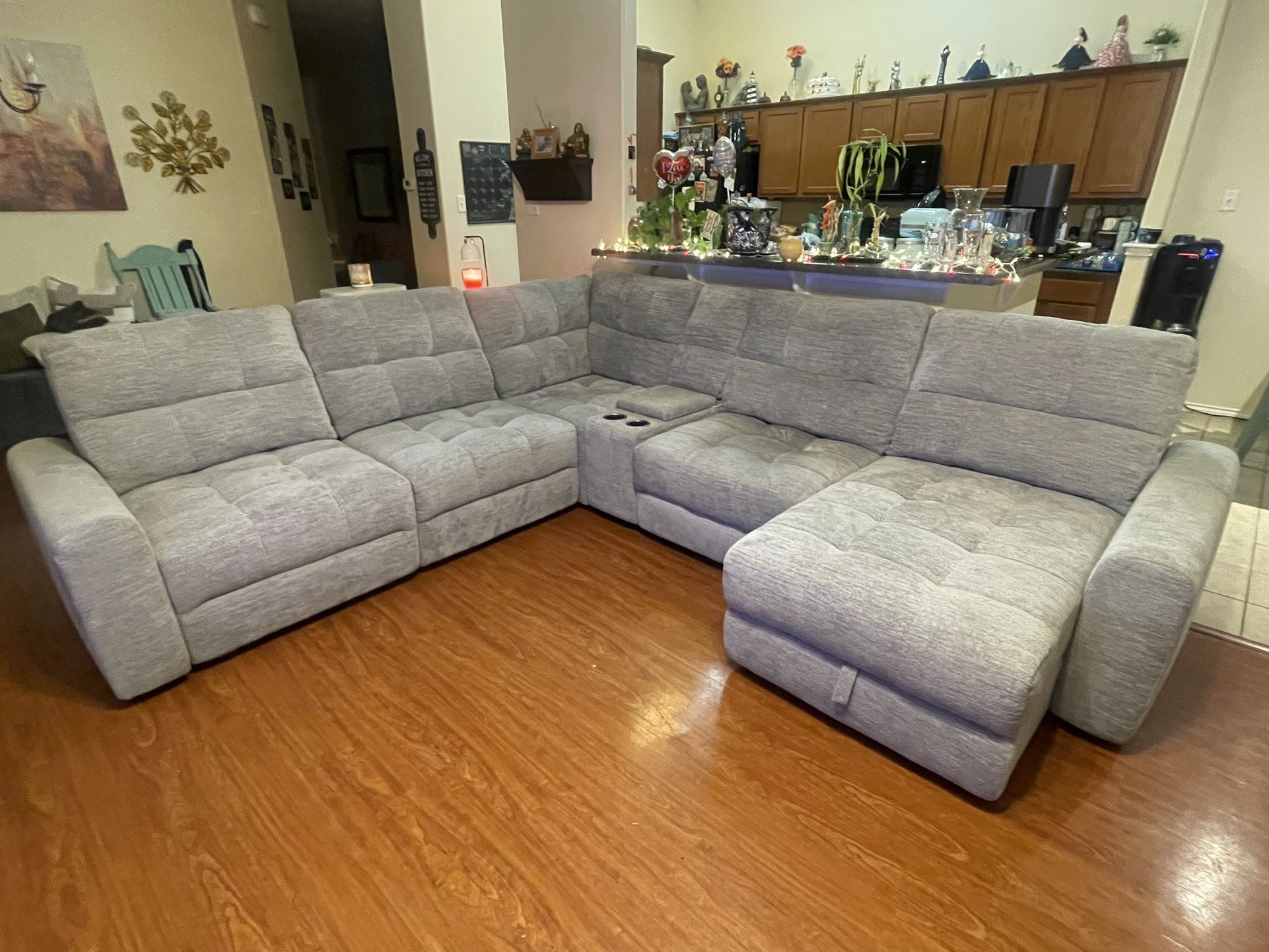 6 PC Sectional Slider 3 Pieces Slide Out To Make A Chaise