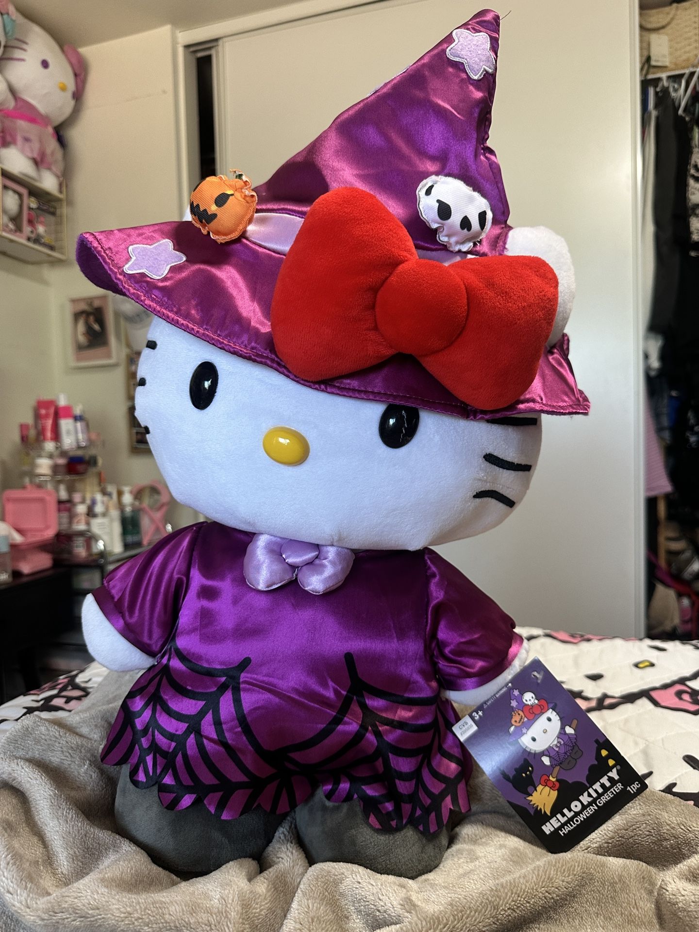 Hello Kitty Halloween Witch Standing Door Greeter Plush Purple Black 21”