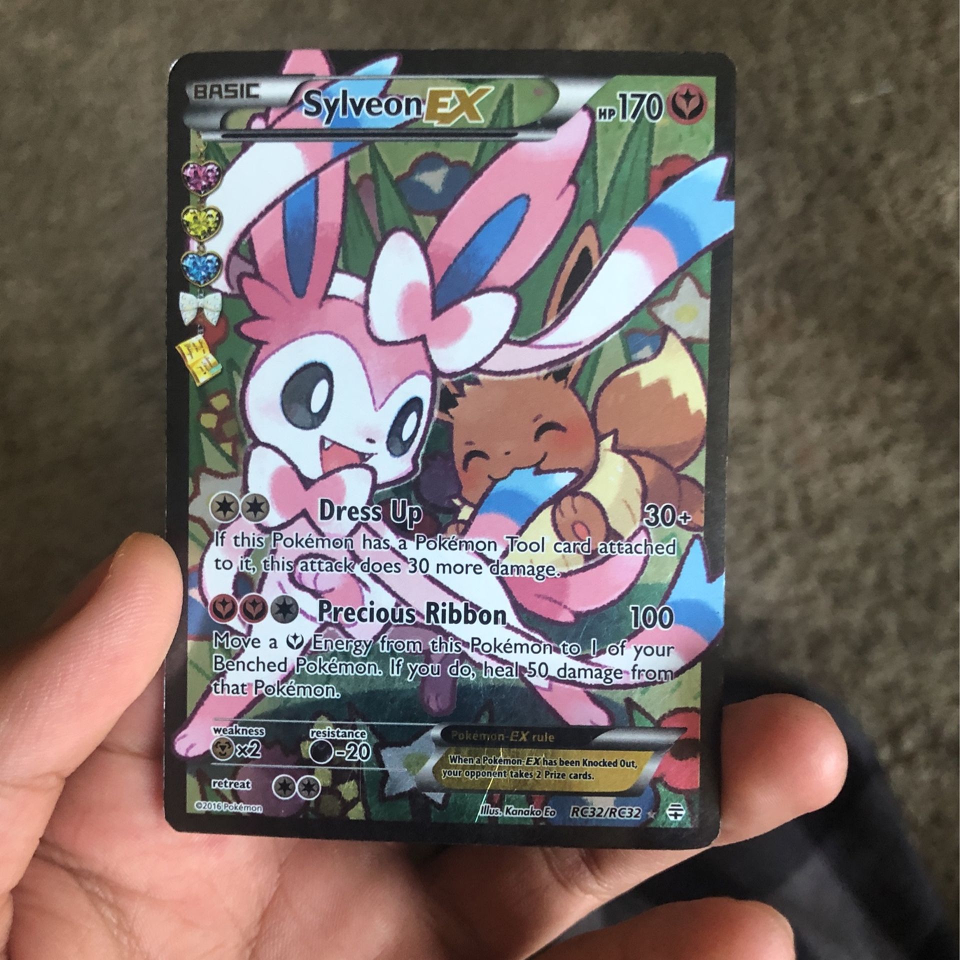 pokemon sylveon ex card #156 EXTENDED ART [1YY] Precious Ribbon (100) Move a Fairy Energy from this Pokmon to 1 of your Benched Pokmon Sylveon-EX | Generations | TCG