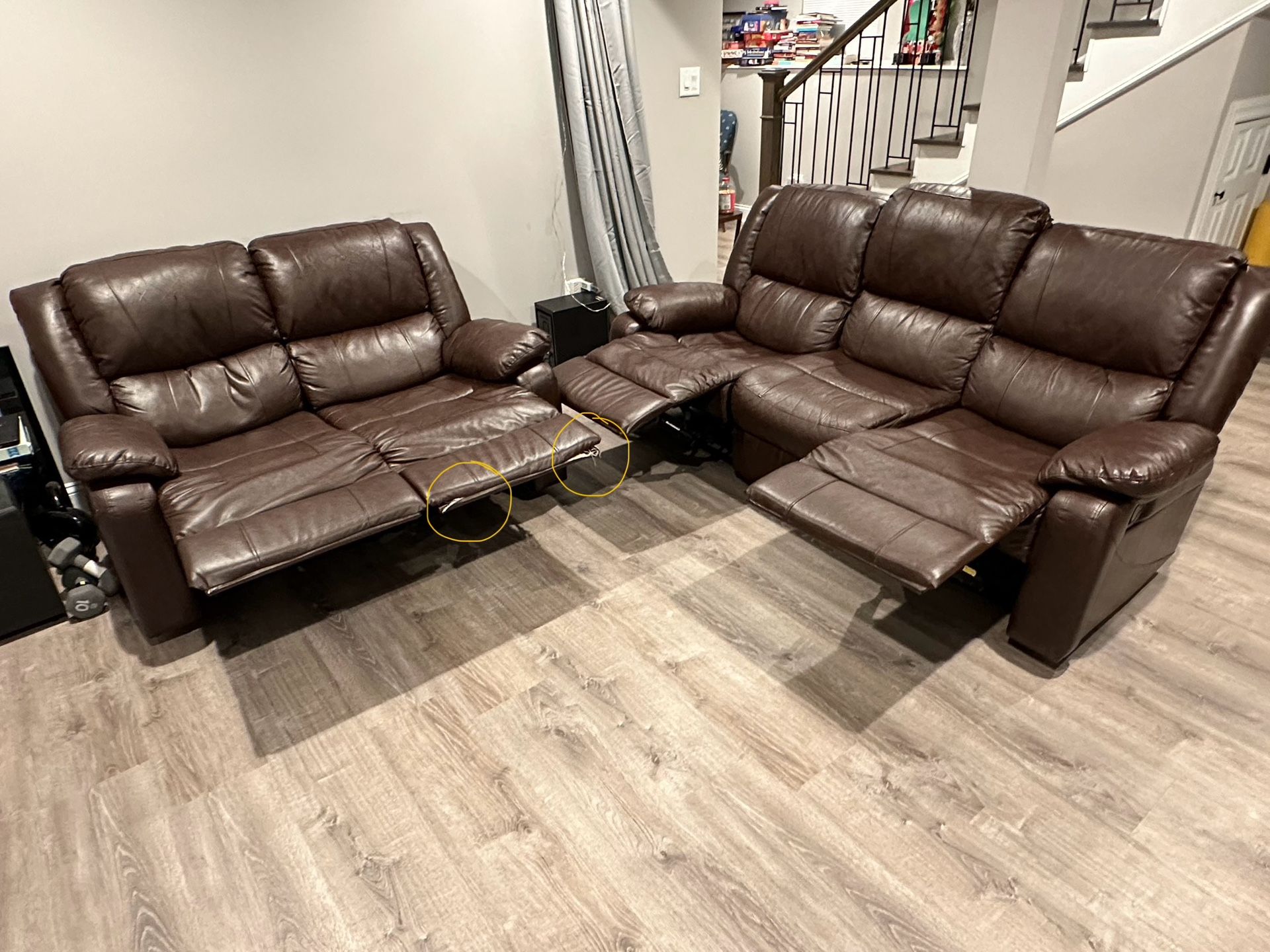 Entire Set Leather Sofa &  Loveseat Recliner