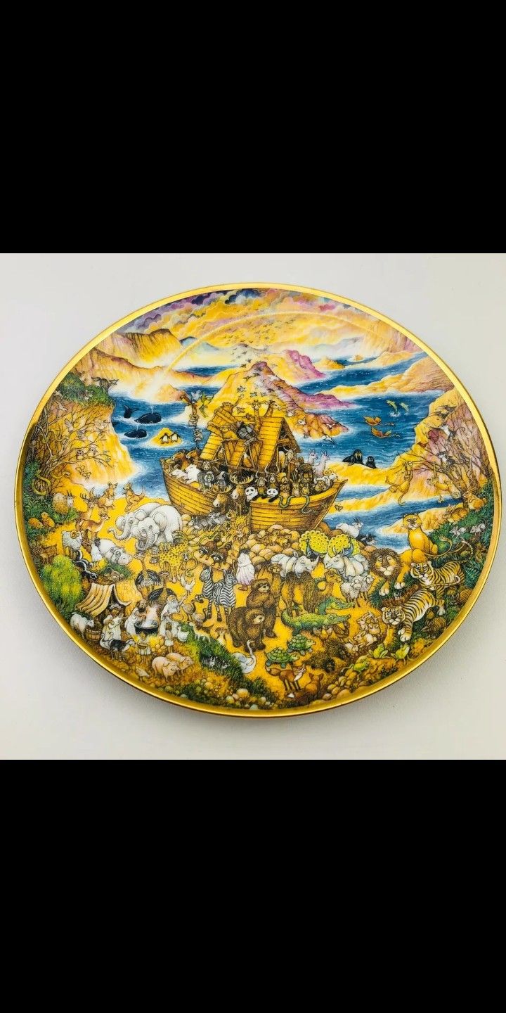 Noah's Ark Collector’s Plate By Bill Bell "Two by Two" Heirloom Limited Edition Gold Gilded