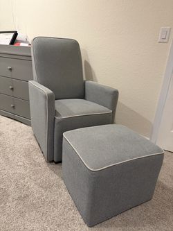 DaVinci Olive Glider Rocking Chair and Ottoman – Gray/Cream