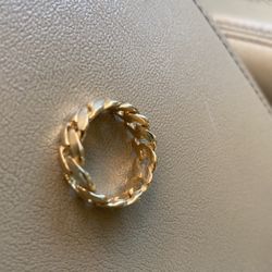 10k Yellow Gold Cuban Link Ring Sz 9