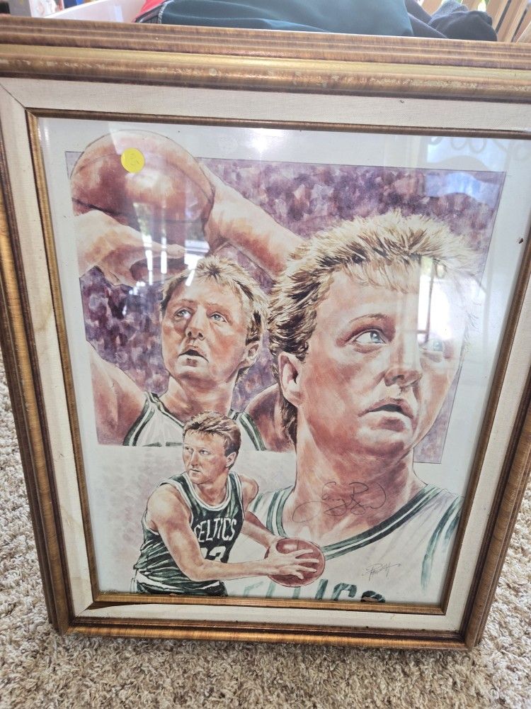 Framed Autographed Print Of HOF Larry Bird 