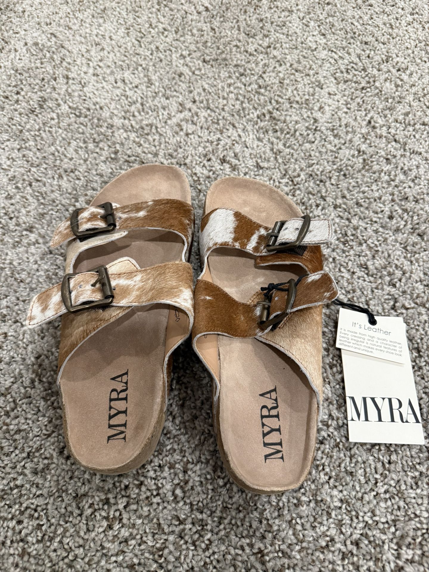 Myra Hairon Leather Slides