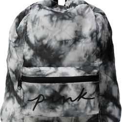 Victoria's Secret PINK Packable Backpack Black/Gray Tie Dye