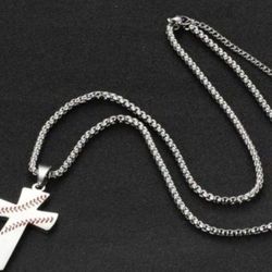 Stainless Steel I can do all things through Christ Phillipians 4:13 baseball cross NECKLACE SHIPPING AVAILABLE 