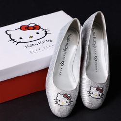Hello Kitty Katy Perry Collections Crystal Ballet Flats Silver Rhinestone Sanrio