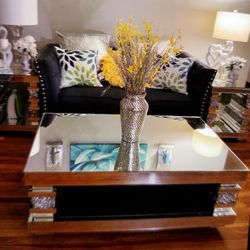 Silver  Mirror  Coffee  And End Table Set