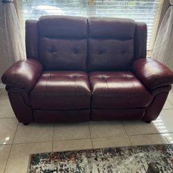 Sofa & Love Seat With 1 Recliner Real Leather 