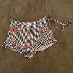 Black And White Gingham Print Skort