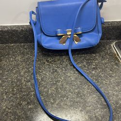  Royal Blue  Crossbody Small Purse With Gold Metal Bow Closure
