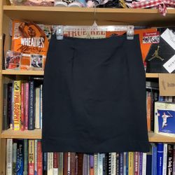 LAND’S END-black stretch back-zippered mini dress skirt