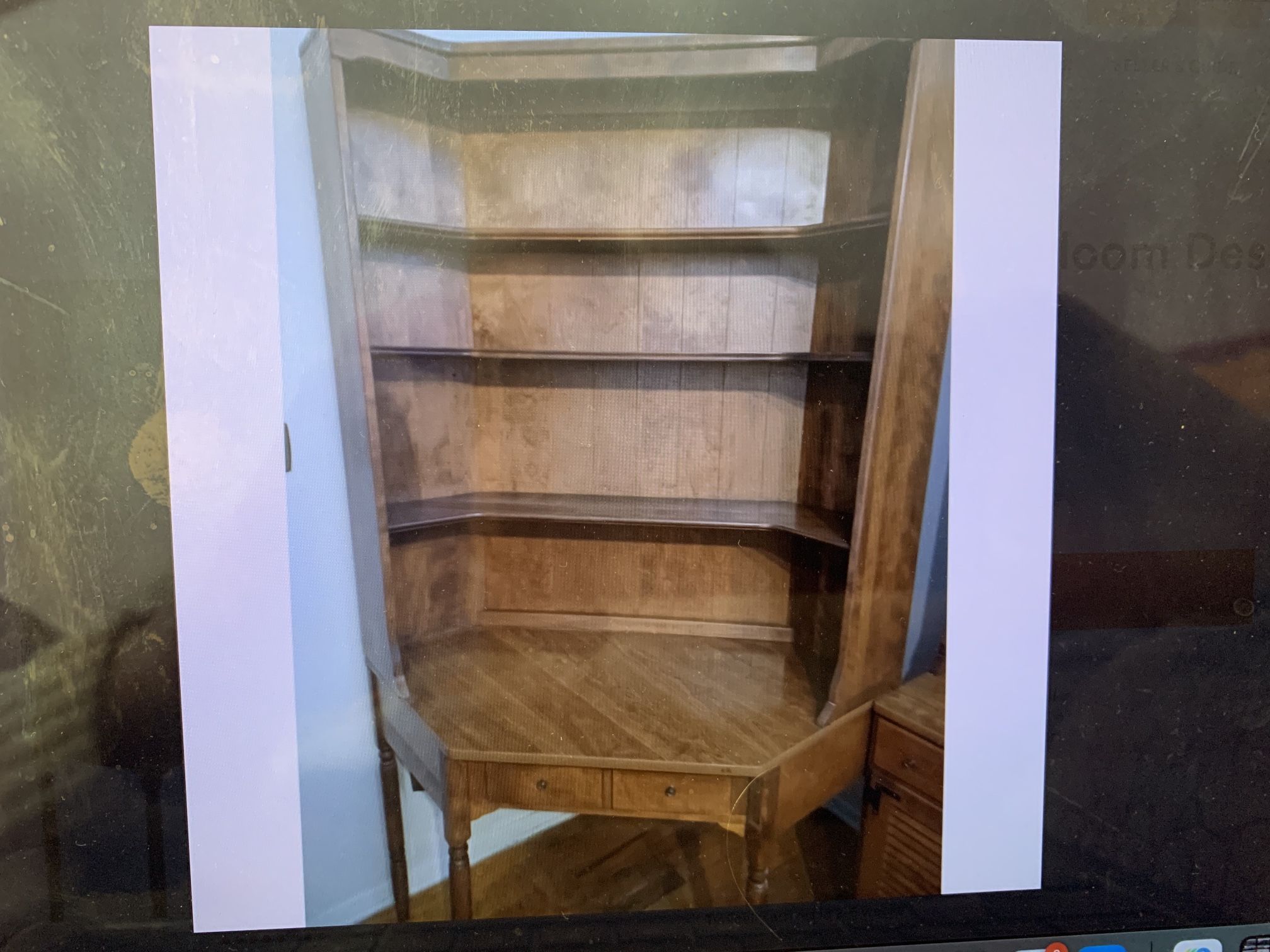 solid wood Ethan Allen corner desk and bookcase