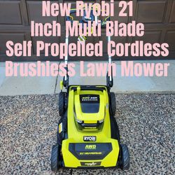 New Ryobi 21 Inch Self Propelled Cordless 40 Volt Brushless Lawn Mower  & Mulcher New 6ah Battery & Charger