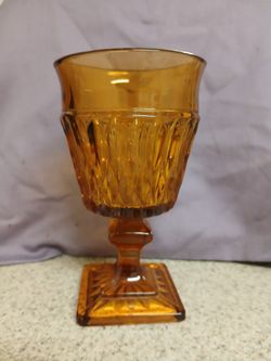 Vintage Amber Glass Goblet