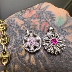 Beautiful 😍!!! Pink And White Sapphire Pendants Set In Solid 925 Sterling Silver !