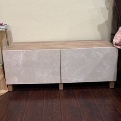 IKEA TV Stand - White Stained Oak Marble Effect Doors