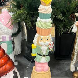 Christmas Pastel 3 Feet Tall Nutcracker With Cupcakes  New 