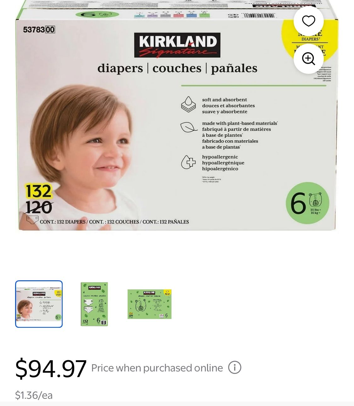 Kirklands 132 Diapers Size 6