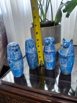 4 PHARAONIC ANCIENT EGYPTIAN CANOPIC Jars Mummification Sons Of Horus