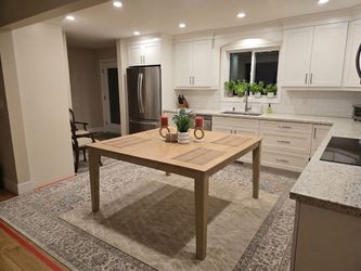 Malaysian Solid Wood Dining Table, Light Wood/Beige, Seats 4 to 6