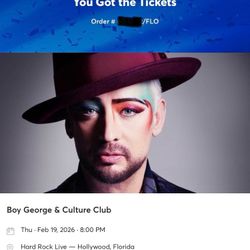 Boy George & Culture Club 3 Tickets Feb 19th 