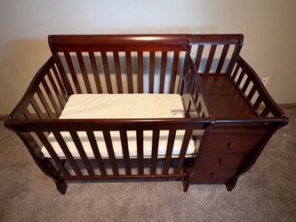 Cherry wood crib and changing table