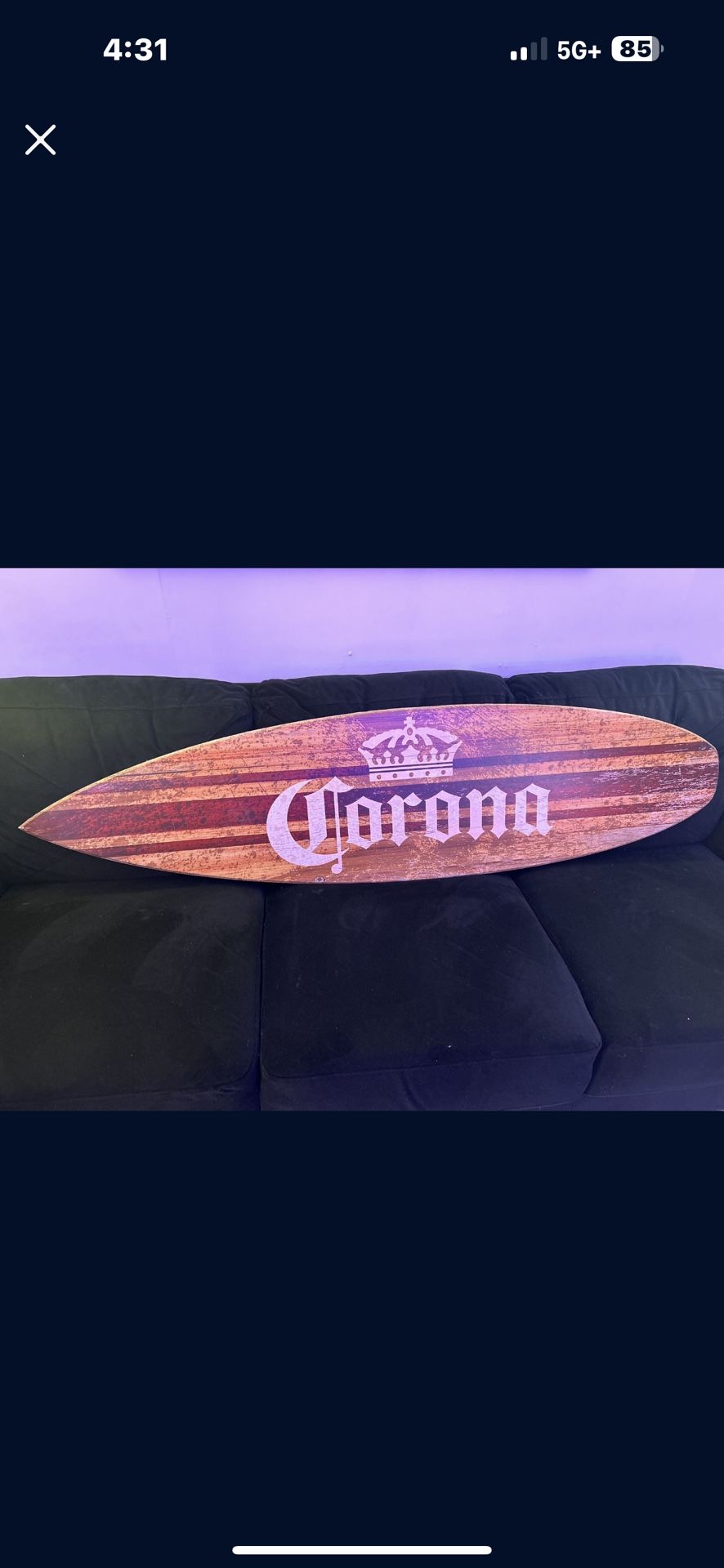 Corona Wood Surf Board Sign