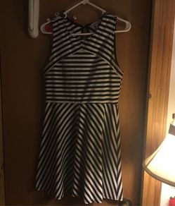 Monteau black and white striped dress sz L