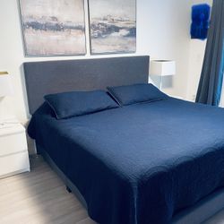 King Size Bed, With Mattress And Art Work