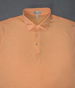 Peter Millar Polo Shirt Mens Large Peach Orange Summer Comfort Fox Sports Logo 🍑⛳
