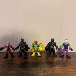Lot Of 5 Imaginext Figures Dc/Marvel Comics Batman, The Joker,Ant Man,and Vision