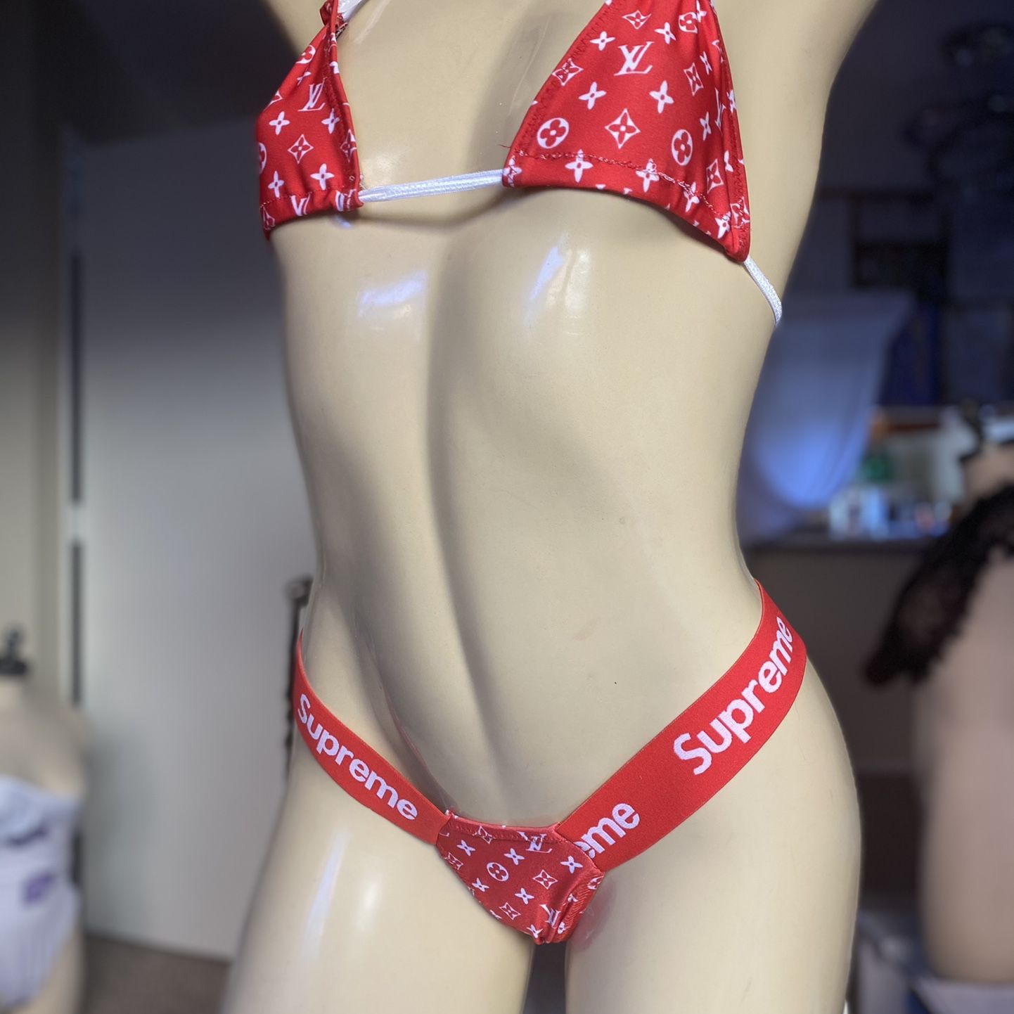 Louis Vuitton And Supreme Print Bikinis