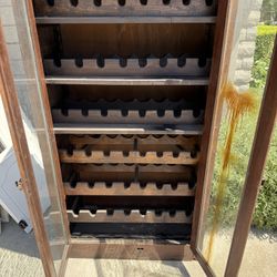 Old Wine Cabinet, With Glass Doors 