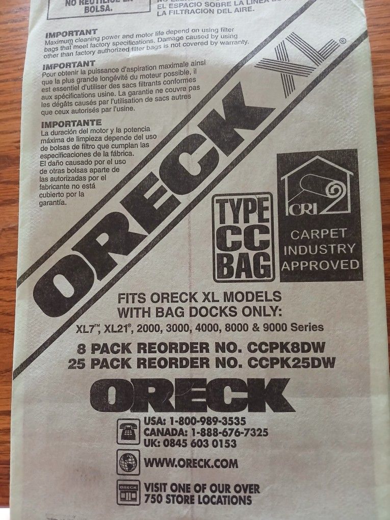 Oreck Xl Vacuum Bags